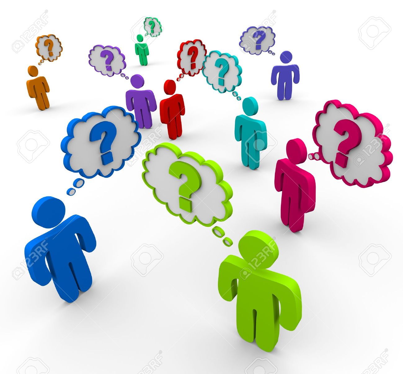 8491167-Many-colorful-people-stand-in-a-crowd-thinking-of-questions-Stock-Photo